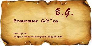Braunauer Géza névjegykártya
